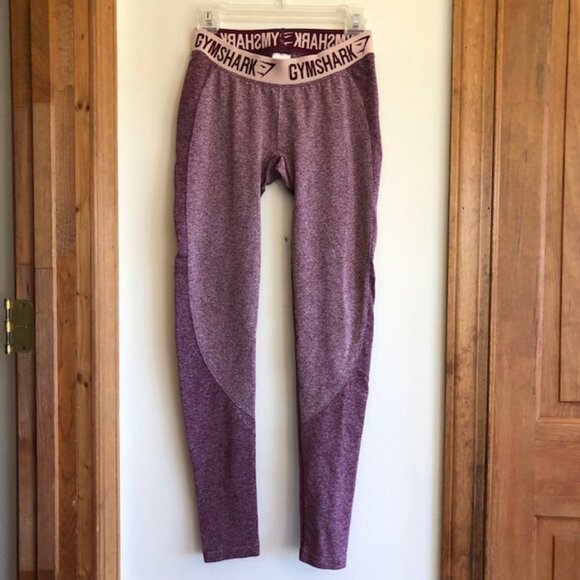 GYMSHARK Leggings Womens Flex Low Rise Waist Spellout Claret Marl Purple… - Picture 1 of 17